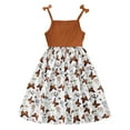 thumbnail image 1 of 7T Little Girls Dress 7T Girls Sleeveless Dress Butterfly Print Little Girls Suspender Dress Brown Dress, 1 of 7