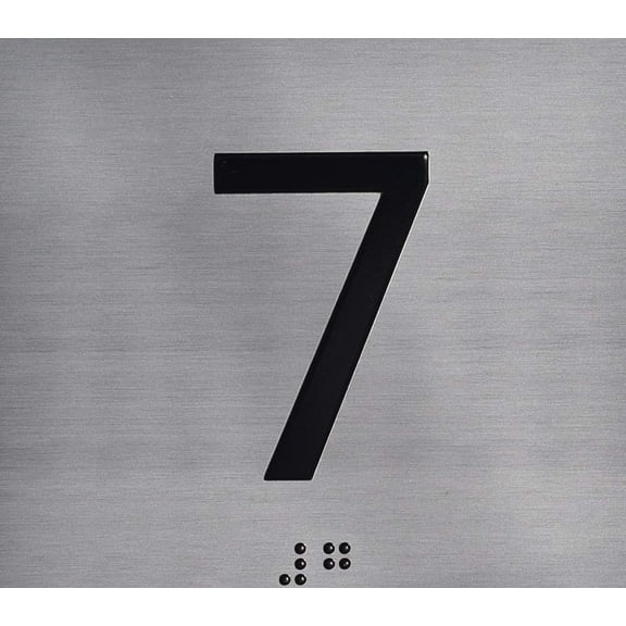 7TH Floor Elevator Jamb Plate Sign with Braille and Raised Number-Elevator Floor Number Sign(Silver)