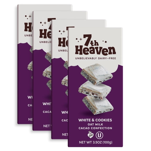 7TH HEAVEN - Vegan Oat Milk Chocolate Bars with Cookies for Valentine's Day - 3.5OZ, Pack of 14