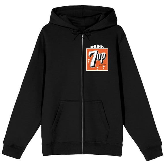 7UP Always Seven Up Dice Art Long Sleeve Adult Black Zip-Up Hoodie-Medium