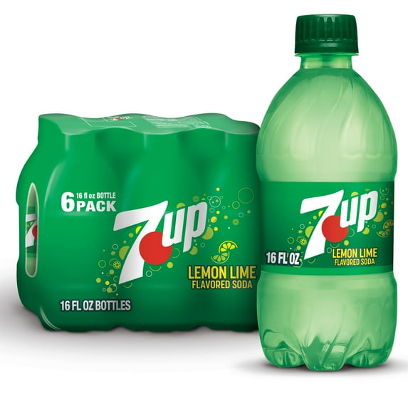 7UP Caffeine Free Lemon Lime Soda Pop, 16 fl oz, 6 Pack Bottles