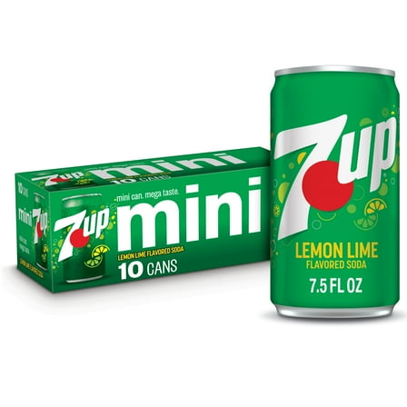 7UP Caffeine Free Lemon Lime Soda Pop, 7.5 fl oz, 10 Pack Cans