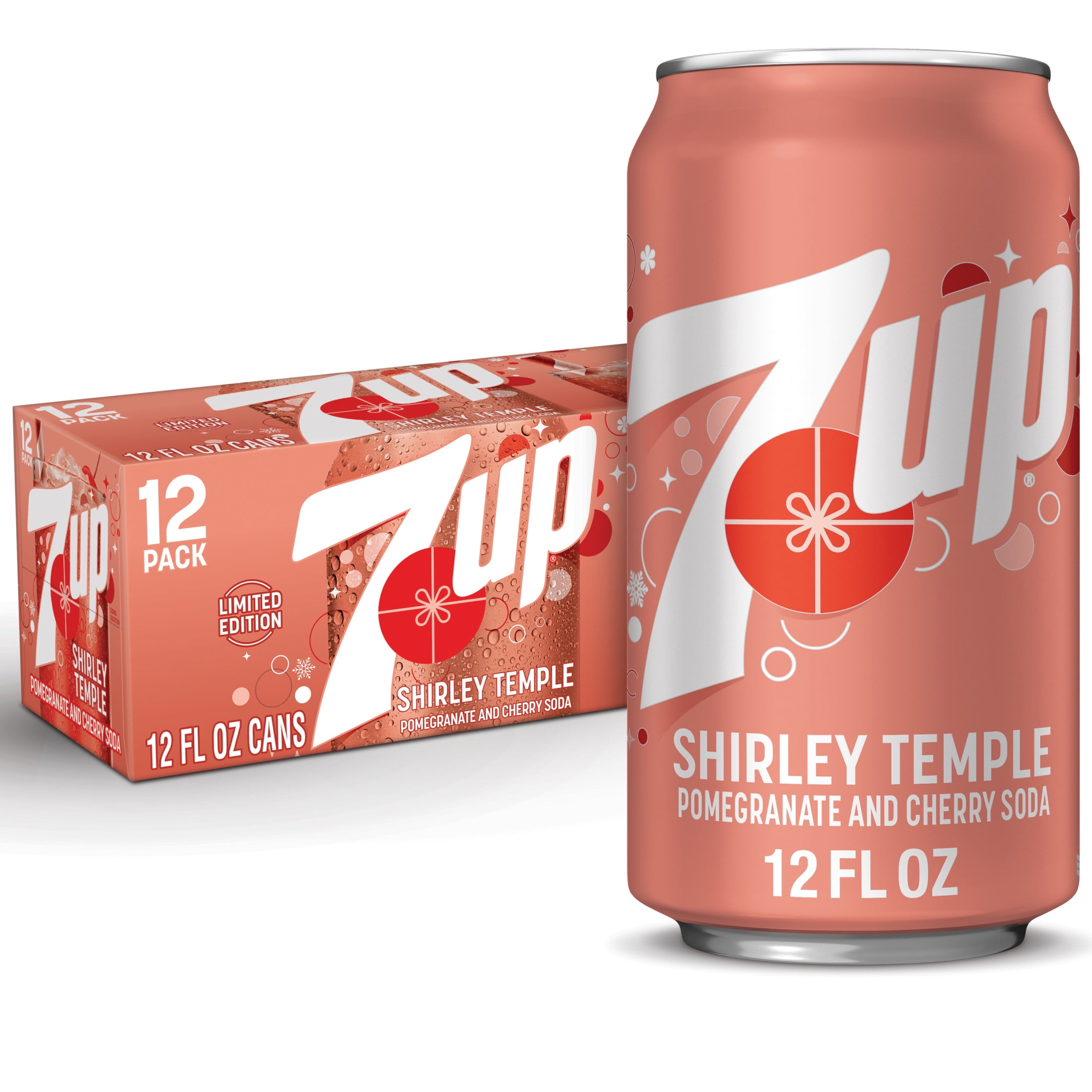 7UP Caffeine Free Shirley Temple Pomegranate and Cherry Flavored Soda Pop, 12 fl oz cans, 12 pack