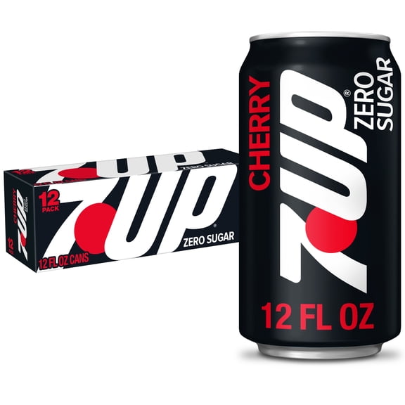 7UP Caffeine Free Zero Sugar Cherry Soda Pop, 12 fl oz, 12 Pack Cans