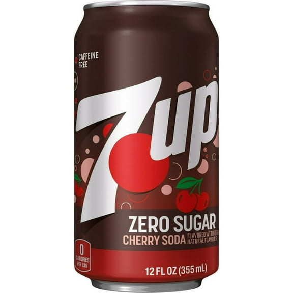 7UP Caffeine Free Zero Sugar Cherry Soda Pop, 12 fl oz, 6 Cans,1 pack.