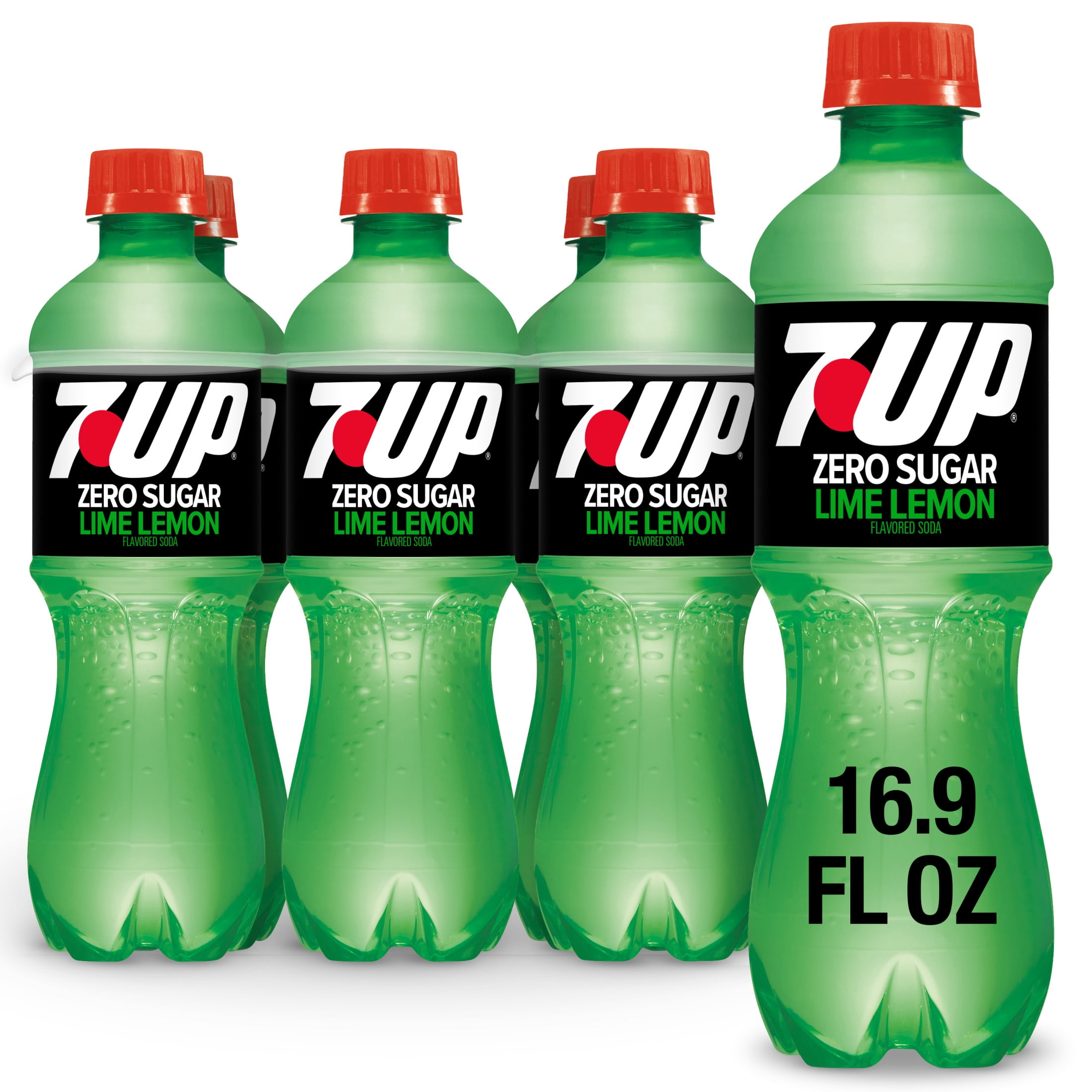7UP Caffeine Free Zero Sugar Lime Lemon Soda Pop, 16.9 fl oz, 6 Pack Bottles