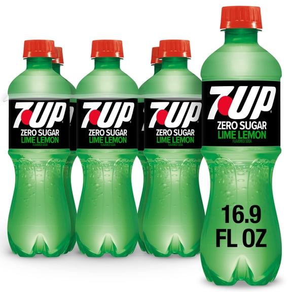 7UP Caffeine Free Zero Sugar Lime Lemon Soda Pop, 16.9 fl oz, 6 Pack Bottles