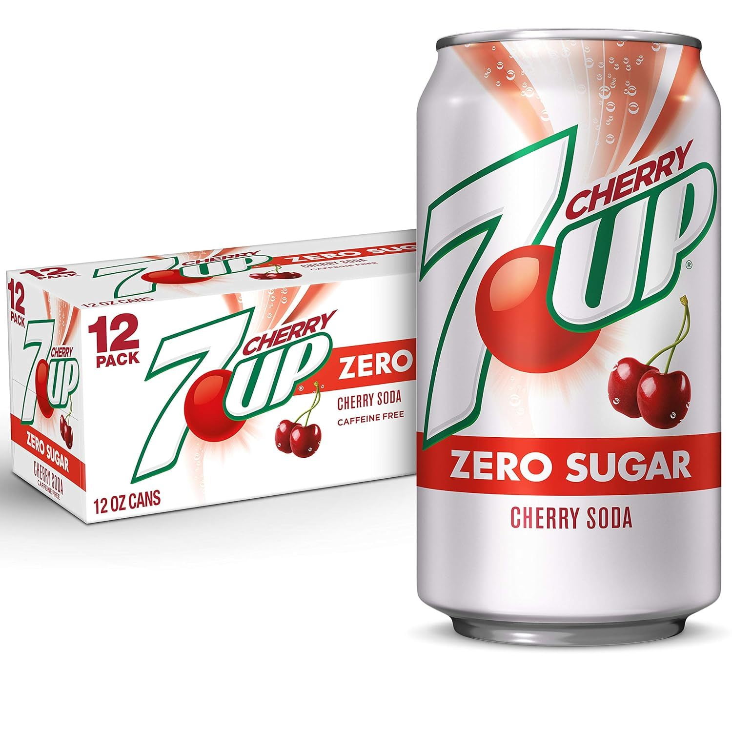 7UP Cherry Zero (Diet) Soda Soft Drink, 12 oz 24 pack cans (Total