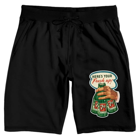 7UP Here's Your Fresh Up Men's Black Sleep Pajama Shorts-3XL