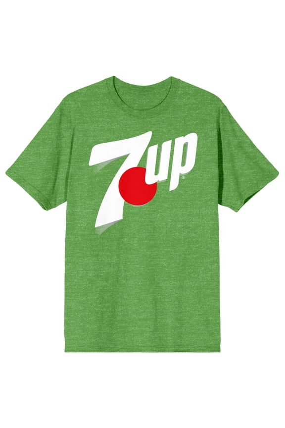 7UP Logo Adult Kelly Green Heather Crew Neck Short Sleeve T-shirt-XL