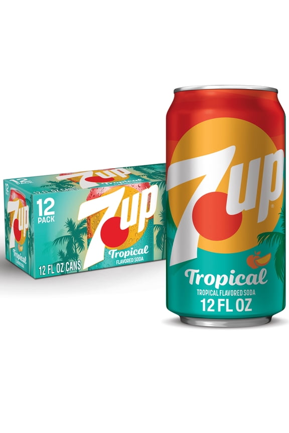 Tropical Caffeine Free Lemon Lime Mango Peach Soda Pop, 12 fl oz, 12 pack cans