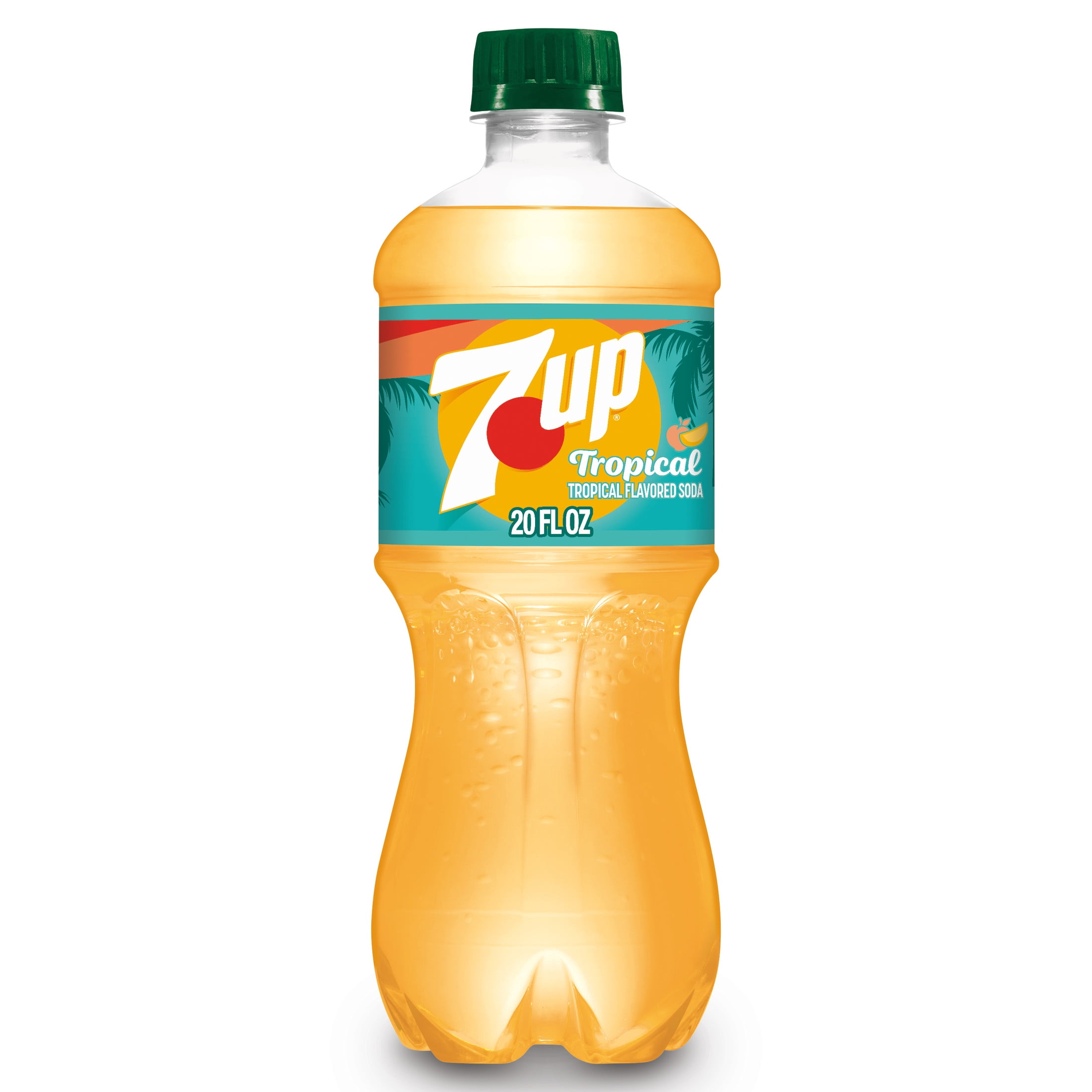 7UP Tropical Caffeine Free Lemon Lime Mango Peach Soda Pop, 20 fl oz, Bottle