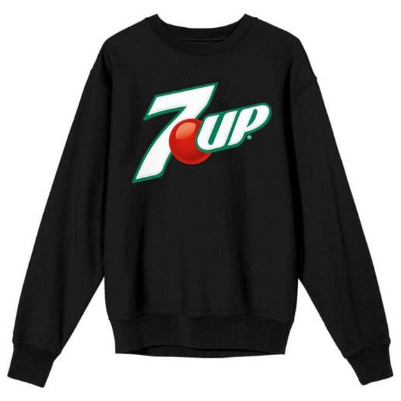 7Up Logo Women's Black Crewneck Fleece Sweatshirt-Large