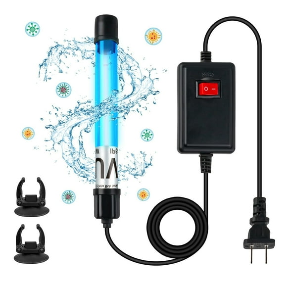 7W Aquarium UV Light for 20-100 Gallon Fish Tank Aquarium Light Algae Clean Light Green Machine Algae Remover, for Pond,Swimming Pool,Indoor