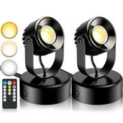 Taurisu Spot Lights Indoor with Remote Control, 7W Led Lights for Bedroom, Living Room & Office , Dimmable Uplighting 3000K/4000K/5000K Corner Accent Light with 5.9 FT Cord - 2PCS