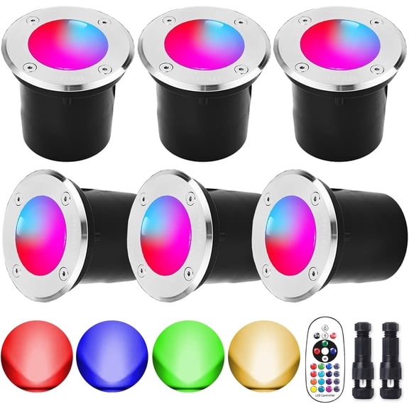 7W Led Landscape Well Lights, Low Voltage Landscape Ground Lights,12V/24V Landscape Lighting,IP67 Waterproof Outdoor InGround Lights for Garden Tree Uplights,Deck,Yard,Patio 6Pack