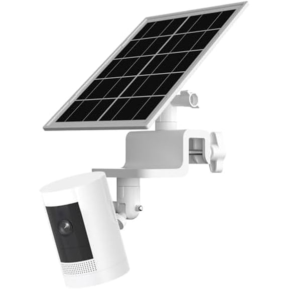 7W Solar Panel with Gutter Mount for Ring Cameras, Stick Up Cam, Stick Up Cam Pro, Outdoor Cam Plus Battery, Spotlight Cam Plus/Pro with Waterproof Cable and USB-C to Barrel Plug Adapter (White)