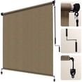 thumbnail image 1 of NAWAY 7'W x 8'H Cordless Outdoor Roller Shades,220 GSM HDPE Fabric,90% UV Protection Exterior Roll up Blinds for Porch,Gazebo,Balcony,Mocha, 1 of 6