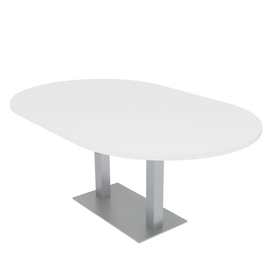 7X4 Racetrack Shaped Conference Table Power And Data Square Metal Base