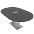 thumbnail image 1 of 7X4 Racetrack Shaped Conference Table Power And Data Square Metal Base, 1 of 7