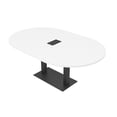 thumbnail image 1 of 7X4 Racetrack Shaped Conference Table Power And Data Square Metal Base, 1 of 7