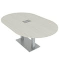 thumbnail image 1 of 7X4 Racetrack Shaped Conference Table Power And Data Square Metal Base, 1 of 7