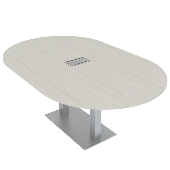 7X4 Racetrack Shaped Conference Table Power And Data Square Metal Base