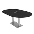 thumbnail image 1 of 7X4 Racetrack Shaped Conference Table Power And Data Square Metal Base, 1 of 7