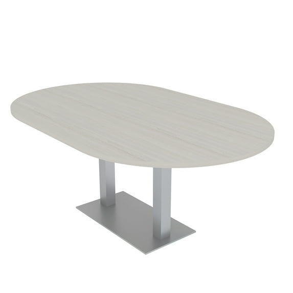 7X4 Racetrack Shaped Conference Table Power And Data Square Metal Base