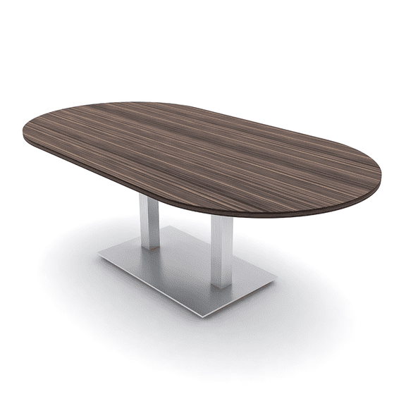 7X4 Racetrack Shaped Conference Table Power And Data Square Metal Base