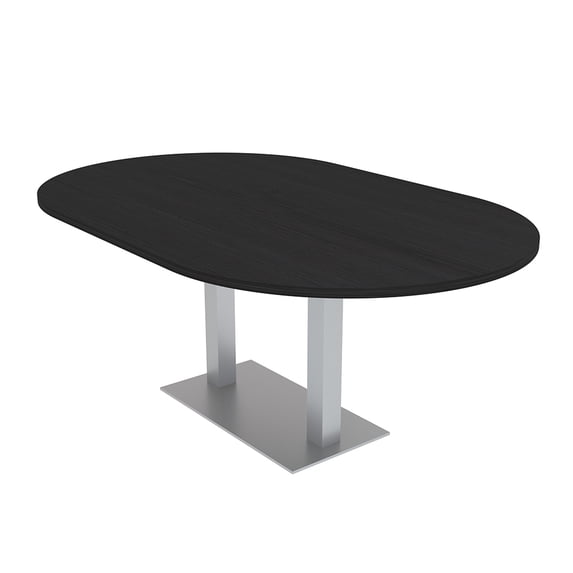 7X4 Racetrack Shaped Conference Table Power And Data Square Metal Base