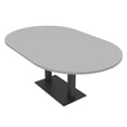 thumbnail image 1 of 7X4 Racetrack Shaped Conference Table Power And Data Square Metal Base, 1 of 5