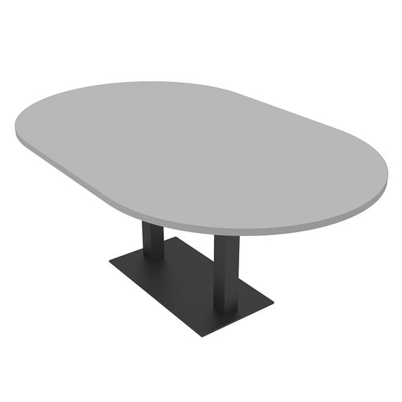 7X4 Racetrack Shaped Conference Table Power And Data Square Metal Base