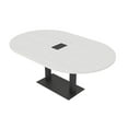 thumbnail image 1 of 7X4 Racetrack Shaped Conference Table Power And Data Square Metal Base, 1 of 7