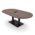 thumbnail image 1 of 7X4 Racetrack Shaped Conference Table Power And Data Square Metal Base, 1 of 7