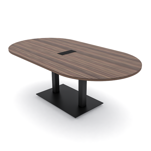 7X4 Racetrack Shaped Conference Table Power And Data Square Metal Base