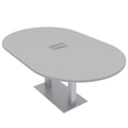 thumbnail image 1 of 7X4 Racetrack Shaped Conference Table Power And Data Square Metal Base, 1 of 7