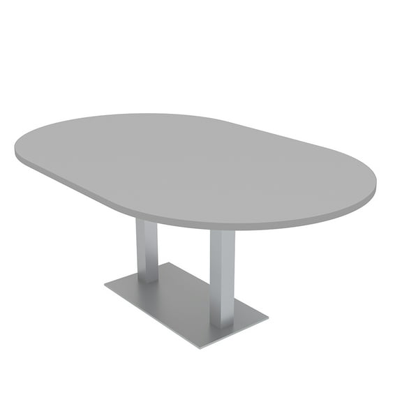 7X4 Racetrack Shaped Conference Table Power And Data Square Metal Base