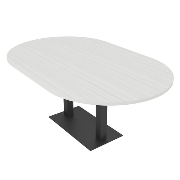 7X4 Racetrack Shaped Conference Table Power And Data Square Metal Base