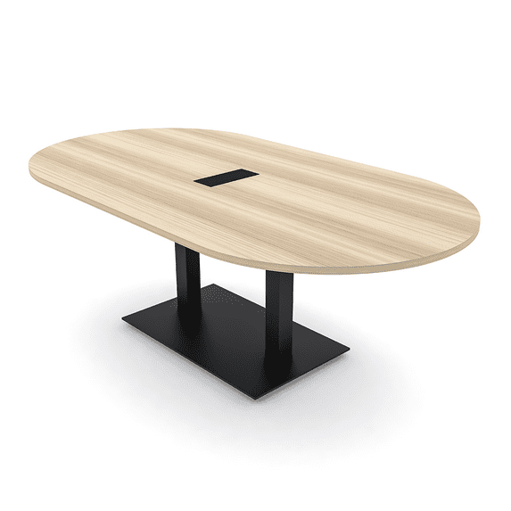 7X4 Racetrack Shaped Conference Table Power And Data Square Metal Base