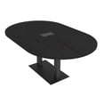 thumbnail image 1 of 7X4 Racetrack Shaped Conference Table Power And Data Square Metal Base, 1 of 7