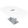 thumbnail image 1 of 7X4 Racetrack Shaped Conference Table Power And Data Square Metal Base, 1 of 7