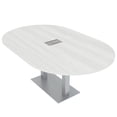 thumbnail image 1 of 7X4 Racetrack Shaped Conference Table Power And Data Square Metal Base, 1 of 7