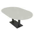 thumbnail image 1 of 7X4 Racetrack Shaped Conference Table Power And Data Square Metal Base, 1 of 5