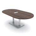 thumbnail image 1 of 7X4 Racetrack Shaped Conference Table Power And Data Square Metal Base, 1 of 7