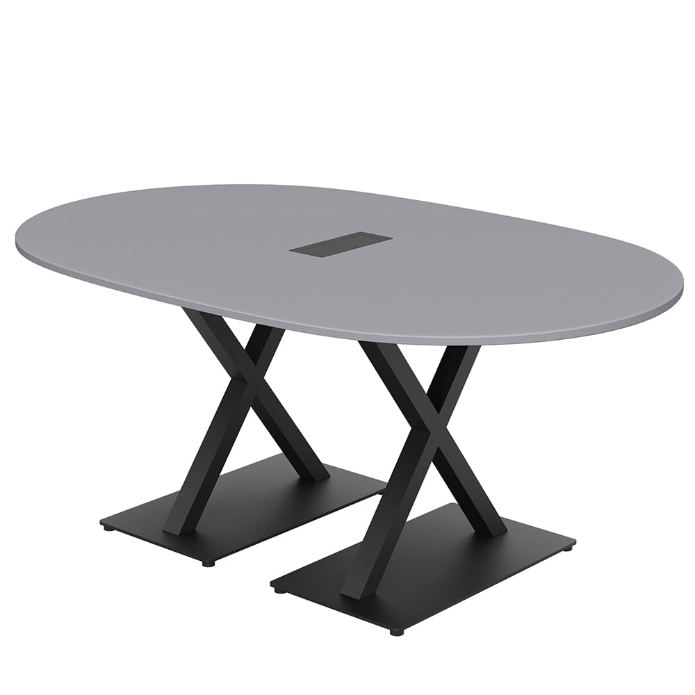 7X4 Racetrack Shaped Conference Table Power And Data X Shaped Bases ...