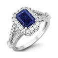 thumbnail image 1 of 7X5 MM Octagon Shape Lapis 925 Sterling Silver Solitaire Split Shank Valentines Day Gifts Ring, 1 of 3