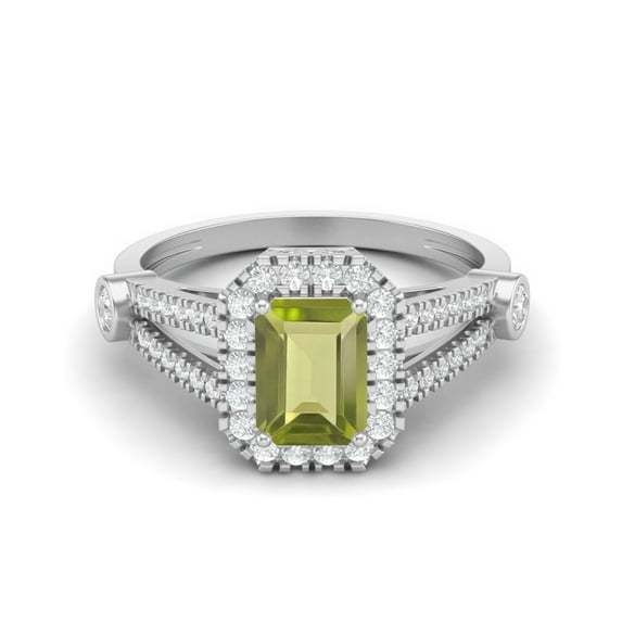 7X5 MM Octagon Shape Peridot 925 Sterling Silver Solitaire Split Shank Mother's Day Gift Ring