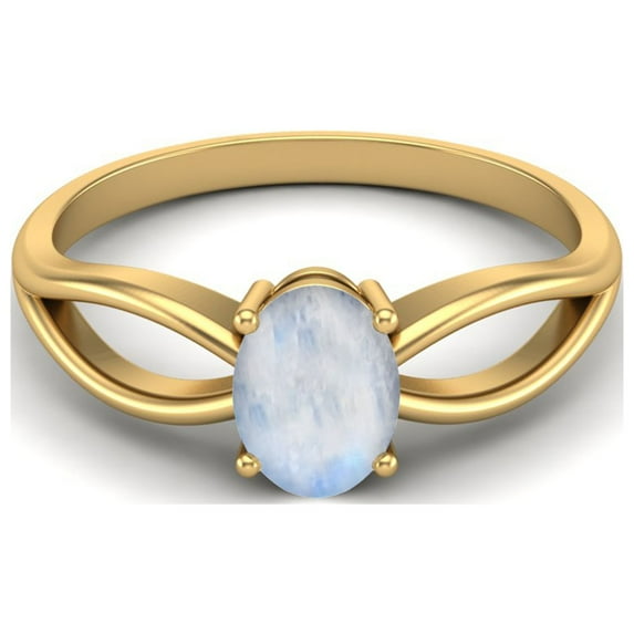 7X5 MM Oval Cut Moonstone 925 Sterling Silver Gold Vermeil Solitaire Celtic Mother's Day Gift Ring