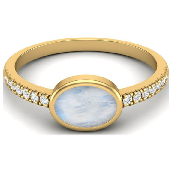 7X5 MM Oval Cut Moonstone 925 Sterling Silver Gold Vermeil Solitaire Women Proposal Ring